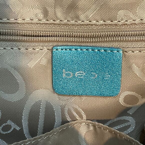 Bebe Purse Bag Handbag Tote Vintage Large Blue Khaki Logo - Picture 11 of 16